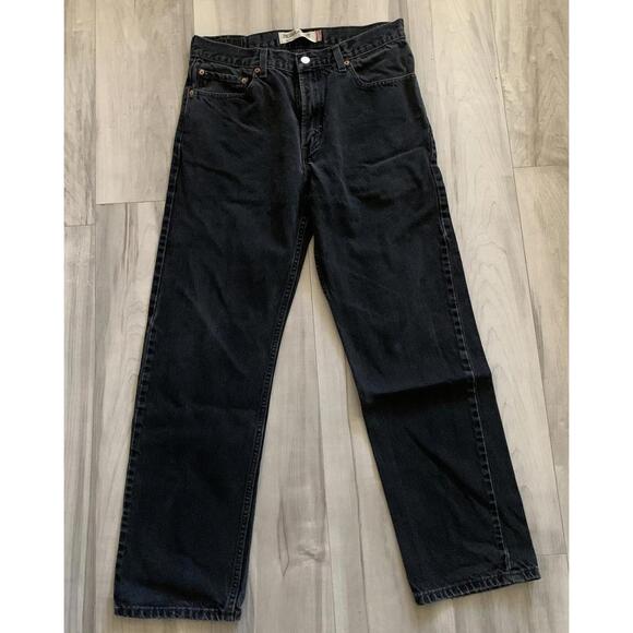 Levi's 505 Faded Black Denim Jeans Red Tab Mens 34x32 Regular Fit Straight Leg - Picture 1 of 7